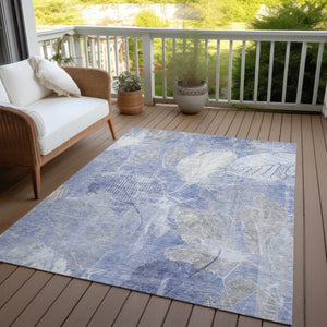 HomeRoots 5' Denim Blue and Ivory Floral Area Rug - Coastal Charm for Indoor and Outdoor Spaces, Easy Care! 8' X 10' 622758