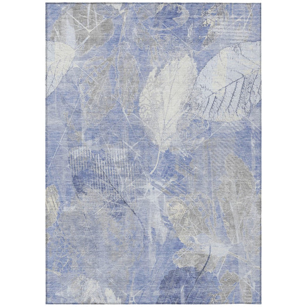 HomeRoots 5' Denim Blue and Ivory Floral Area Rug - Coastal Charm for Indoor and Outdoor Spaces, Easy Care! 8' X 10' 622758