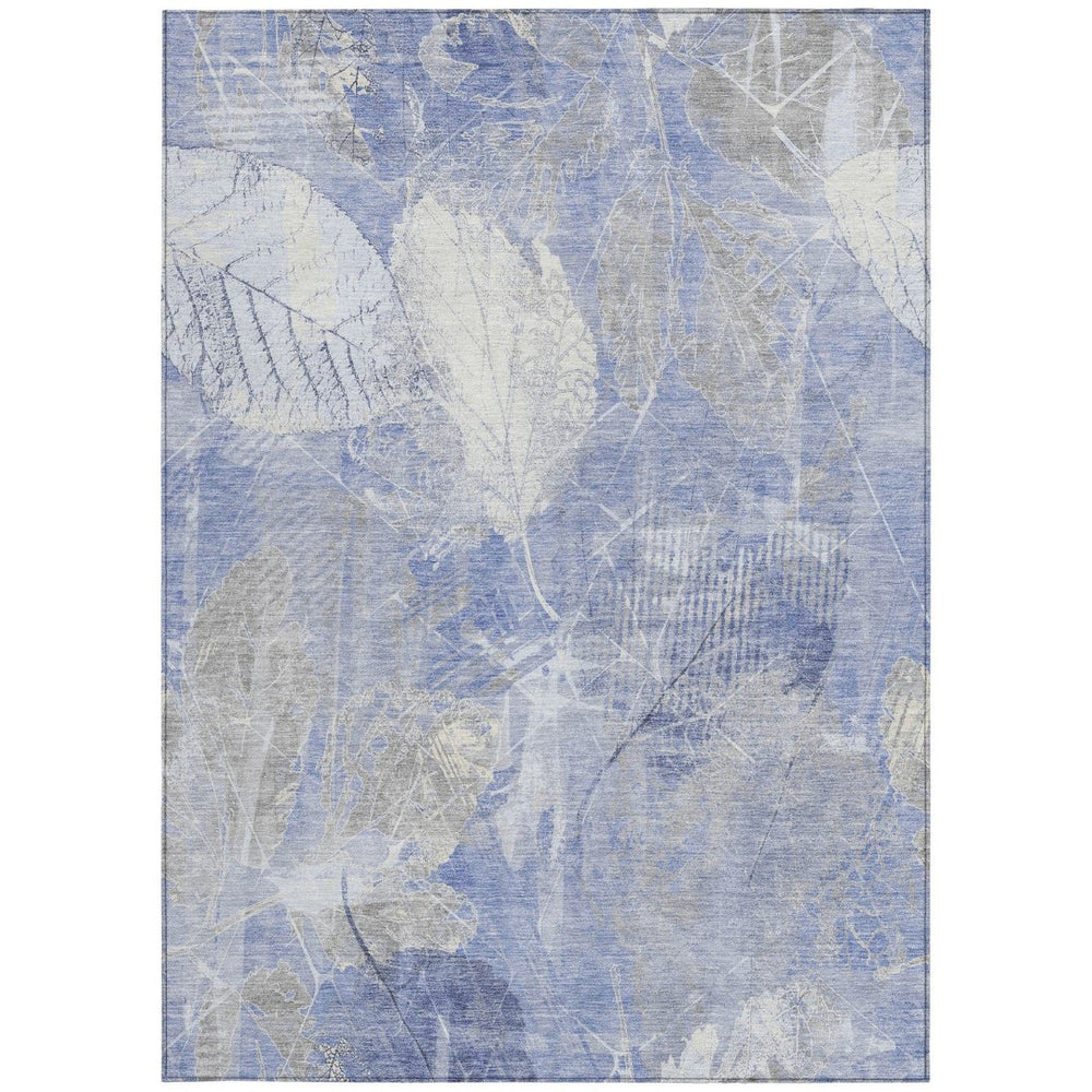 HomeRoots 5' Denim Blue and Ivory Floral Area Rug - Coastal Charm for Indoor and Outdoor Spaces, Easy Care! 9' X 12' 622759