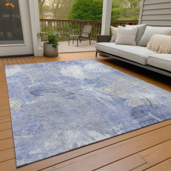 HomeRoots 5' Denim Blue and Ivory Floral Area Rug - Coastal Charm for Indoor and Outdoor Spaces, Easy Care! 10' X 14' 622760