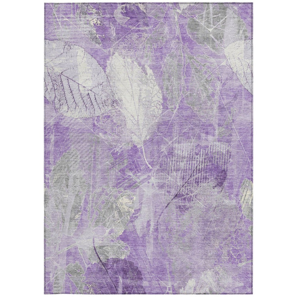 HomeRoots 5' Elegant Lavender and Ivory Floral Area Rug - Durable, Washable Design for Indoor and Outdoor Use 5' X 8' 622762