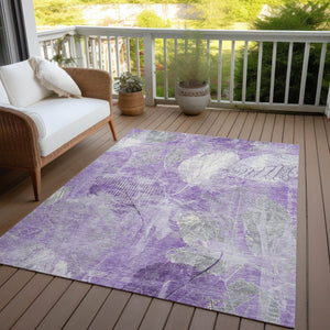 HomeRoots 5' Elegant Lavender and Ivory Floral Area Rug - Durable, Washable Design for Indoor and Outdoor Use 8' X 10' 622764