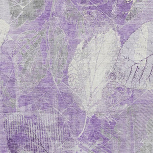 HomeRoots 5' Elegant Lavender and Ivory Floral Area Rug - Durable, Washable Design for Indoor and Outdoor Use 8' X 10' 622764