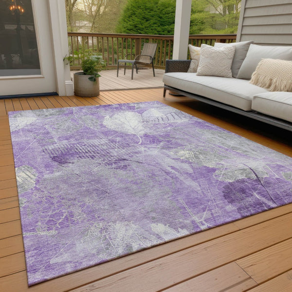 HomeRoots 5' Elegant Lavender and Ivory Floral Area Rug - Durable, Washable Design for Indoor and Outdoor Use 8' X 10' 622764