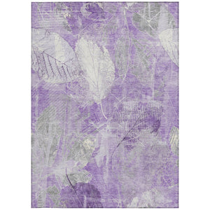 HomeRoots 5' Elegant Lavender and Ivory Floral Area Rug - Durable, Washable Design for Indoor and Outdoor Use 9' X 12' 622765