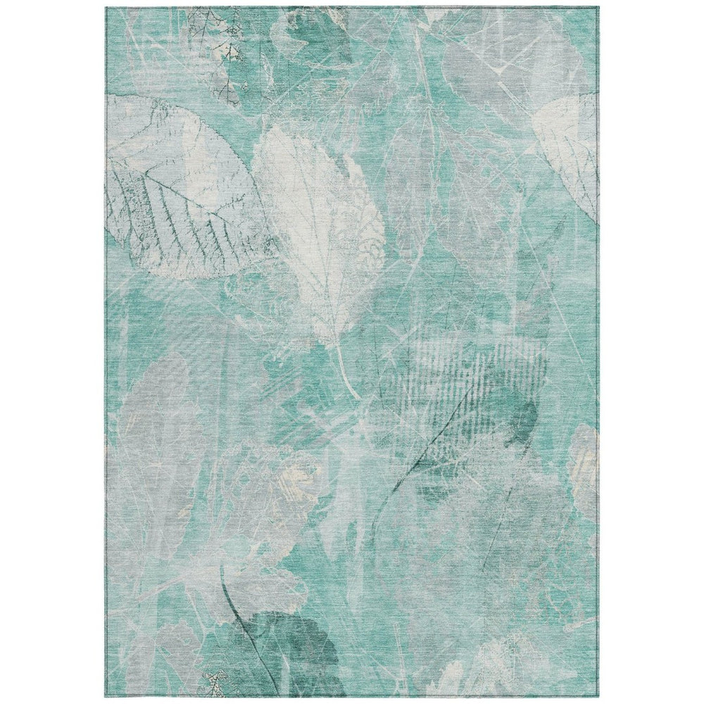 HomeRoots 5' Teal Blue and Ivory Floral Area Rug - Washable, Durable, Perfect for Indoor and Outdoor Spaces 5' X 8' 622774