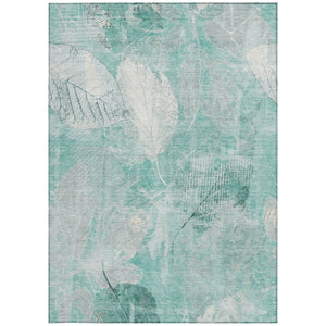 HomeRoots 5' Teal Blue and Ivory Floral Area Rug - Washable, Durable, Perfect for Indoor and Outdoor Spaces 5' X 8' 622774