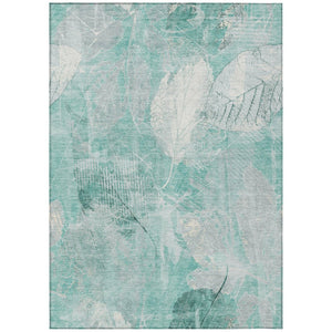 HomeRoots 5' Teal Blue and Ivory Floral Area Rug - Washable, Durable, Perfect for Indoor and Outdoor Spaces 5' X 8' 622774
