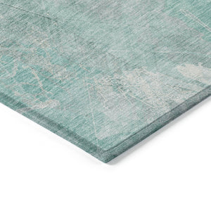 HomeRoots 5' Teal Blue and Ivory Floral Area Rug - Washable, Durable, Perfect for Indoor and Outdoor Spaces 5' X 8' 622774
