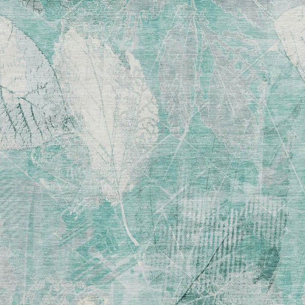 HomeRoots 5' Teal Blue and Ivory Floral Area Rug - Washable, Durable, Perfect for Indoor and Outdoor Spaces 5' X 8' 622774