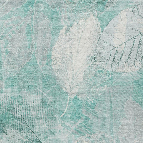HomeRoots 5' Teal Blue and Ivory Floral Area Rug - Washable, Durable, Perfect for Indoor and Outdoor Spaces 10' X 14' 622778