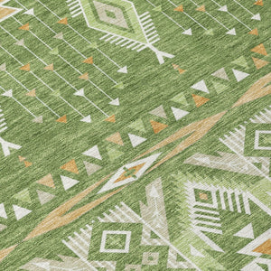 HomeRoots 5' Stylish Green Copper Ivory Aztec Indoor Outdoor Area Rug - Durable, Washable & Versatile Design 8' Round 622787