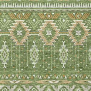 HomeRoots 5' Stylish Green Copper Ivory Aztec Indoor Outdoor Area Rug - Durable, Washable & Versatile Design 8' X 10' 622788