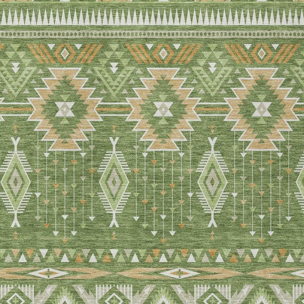HomeRoots 5' Stylish Green Copper Ivory Aztec Indoor Outdoor Area Rug - Durable, Washable & Versatile Design 8' X 10' 622788
