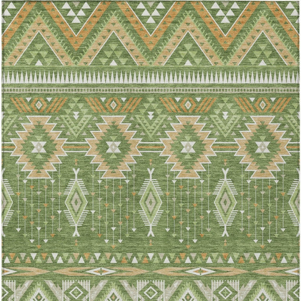 HomeRoots 5' Stylish Green Copper Ivory Aztec Indoor Outdoor Area Rug - Durable, Washable & Versatile Design 8' X 10' 622788