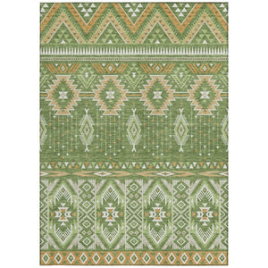 HomeRoots 5' Stylish Green Copper Ivory Aztec Indoor Outdoor Area Rug - Durable, Washable & Versatile Design 9' X 12' 622789