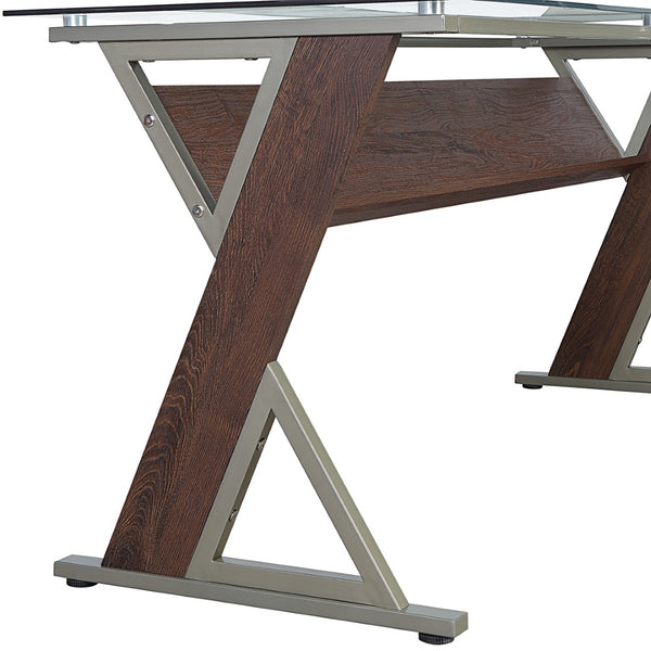 OSP Home Furnishings Zenos L-shape Desk Cherry