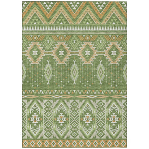 HomeRoots 5' Stylish Green Copper Ivory Aztec Indoor Outdoor Area Rug - Durable, Washable & Versatile Design 10' X 14' 622790