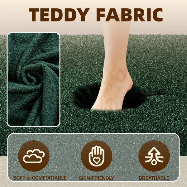 English Elm Modern Full Size Folding Sofa Bed with Teddy Fabric, Foam-Filled 15" Sleeper, 2 Pillows, No Assembly Required Green W1885P272262