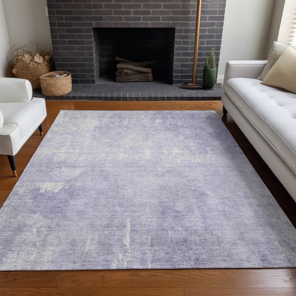 HomeRoots 5' Stylish Lavender and Ivory Abstract Washable Indoor Outdoor Area Rug for Versatile Spaces 5' X 8' 622816