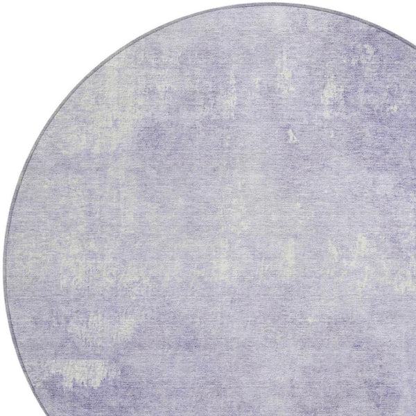 HomeRoots 5' Stylish Lavender and Ivory Abstract Washable Indoor Outdoor Area Rug for Versatile Spaces 8' Round 622817