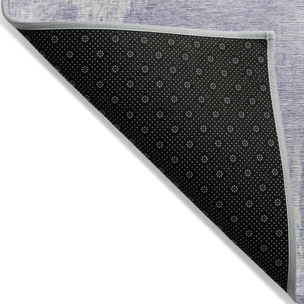 HomeRoots 5' Stylish Lavender and Ivory Abstract Washable Indoor Outdoor Area Rug for Versatile Spaces 8' Round 622817