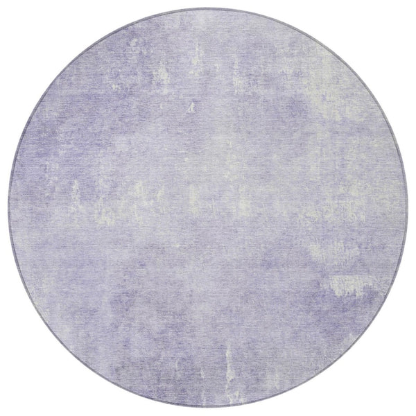 HomeRoots 5' Stylish Lavender and Ivory Abstract Washable Indoor Outdoor Area Rug for Versatile Spaces 8' Round 622817