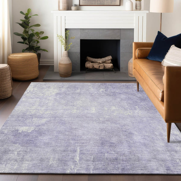 HomeRoots 5' Stylish Lavender and Ivory Abstract Washable Indoor Outdoor Area Rug for Versatile Spaces 8' X 10' 622818