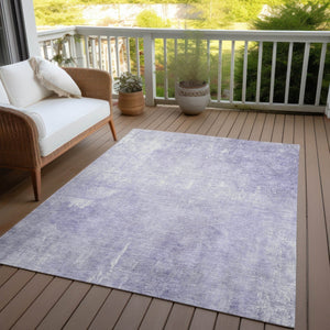 HomeRoots 5' Stylish Lavender and Ivory Abstract Washable Indoor Outdoor Area Rug for Versatile Spaces 9' X 12' 622819