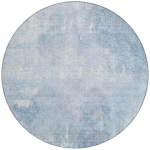 HomeRoots 5' Stylish Sky Blue and Ivory Abstract Washable Area Rug for Indoor & Outdoor High-Traffic Spaces 8' Round 622829