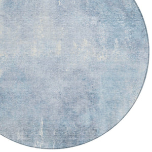 HomeRoots 5' Stylish Sky Blue and Ivory Abstract Washable Area Rug for Indoor & Outdoor High-Traffic Spaces 8' Round 622829