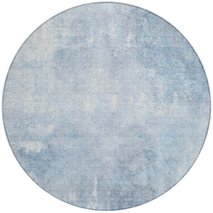 HomeRoots 5' Stylish Sky Blue and Ivory Abstract Washable Area Rug for Indoor & Outdoor High-Traffic Spaces 8' Round 622829