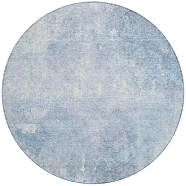 HomeRoots 5' Stylish Sky Blue and Ivory Abstract Washable Area Rug for Indoor & Outdoor High-Traffic Spaces 8' Round 622829