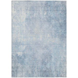 HomeRoots 5' Stylish Sky Blue and Ivory Abstract Washable Area Rug for Indoor & Outdoor High-Traffic Spaces 10' X 14' 622832