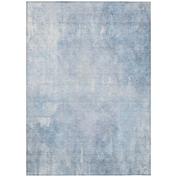 HomeRoots 5' Stylish Sky Blue and Ivory Abstract Washable Area Rug for Indoor & Outdoor High-Traffic Spaces 10' X 14' 622832