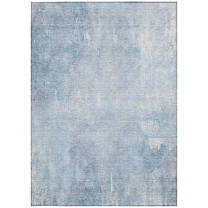 HomeRoots 5' Stylish Sky Blue and Ivory Abstract Washable Area Rug for Indoor & Outdoor High-Traffic Spaces 10' X 14' 622832