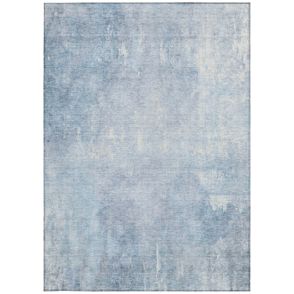 HomeRoots 5' Stylish Sky Blue and Ivory Abstract Washable Area Rug for Indoor & Outdoor High-Traffic Spaces 10' X 14' 622832