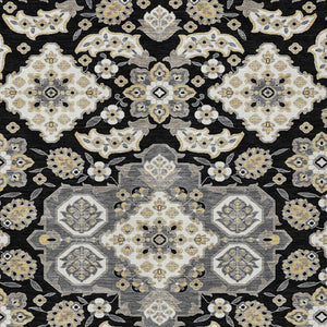 HomeRoots 5' Black Gray Beige Medallion Indoor Outdoor Area Rug – Stylish, Washable & Durable for All Spaces 8' X 10' 622842