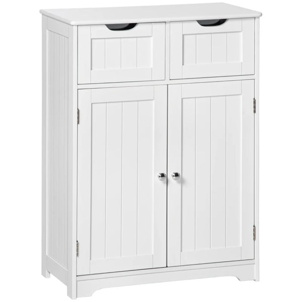 English Elm Foyer Beadboard Floor Cabinet with Drawers White Farmhouse Storage for Entryway Bath T3971P466198