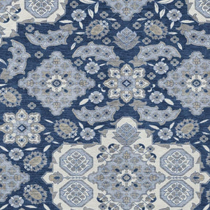 HomeRoots 5' Stylish Blue Ivory and Gray Medallion Washable Area Rug for Indoor and Outdoor Living Spaces 8' X 10' 622848