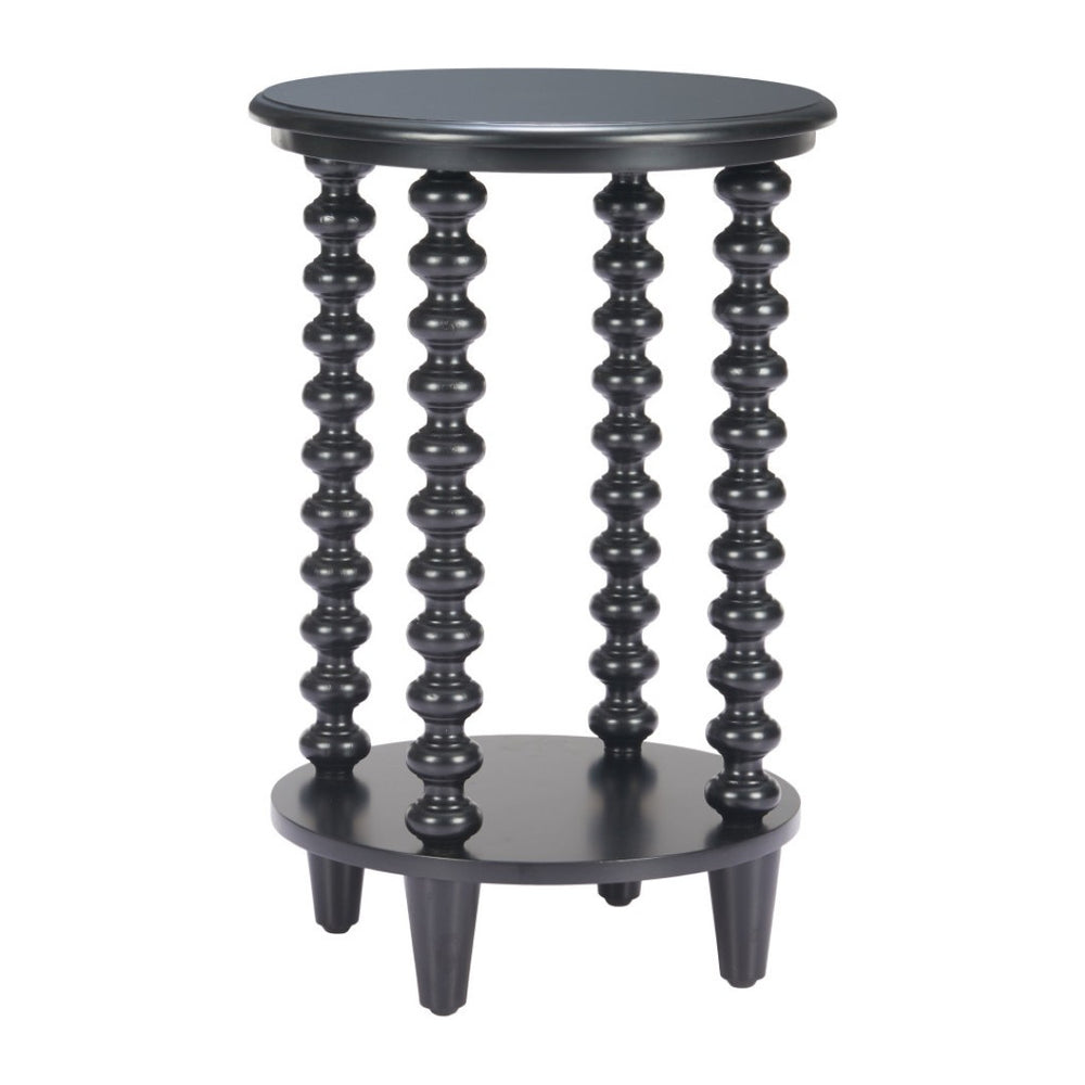 HomeRoots 24" Elegant Black Solid Wood Pedestal End Table - Timeless Design for Modern Living Spaces & Versatility 622880