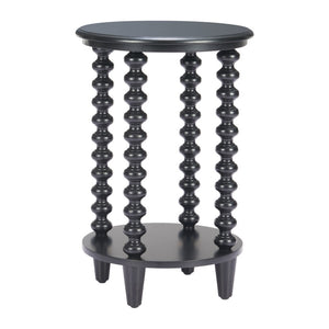HomeRoots 24" Elegant Black Solid Wood Pedestal End Table - Timeless Design for Modern Living Spaces & Versatility 622880