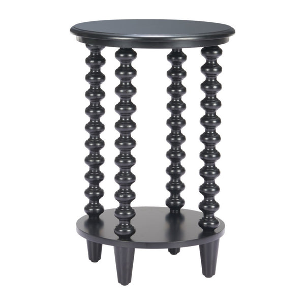 HomeRoots 24" Elegant Black Solid Wood Pedestal End Table - Timeless Design for Modern Living Spaces & Versatility 622880
