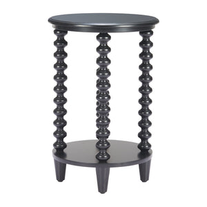 HomeRoots 24" Elegant Black Solid Wood Pedestal End Table - Timeless Design for Modern Living Spaces & Versatility 622880