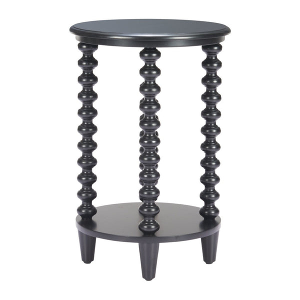 HomeRoots 24" Elegant Black Solid Wood Pedestal End Table - Timeless Design for Modern Living Spaces & Versatility 622880