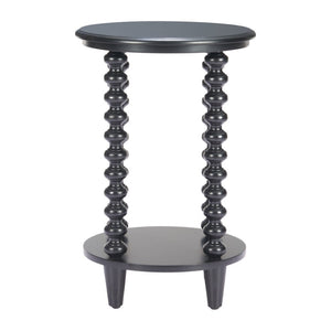HomeRoots 24" Elegant Black Solid Wood Pedestal End Table - Timeless Design for Modern Living Spaces & Versatility 622880