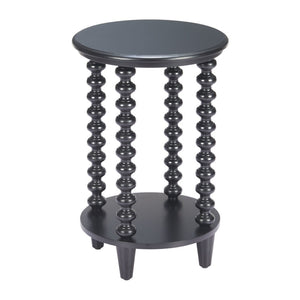 HomeRoots 24" Elegant Black Solid Wood Pedestal End Table - Timeless Design for Modern Living Spaces & Versatility 622880
