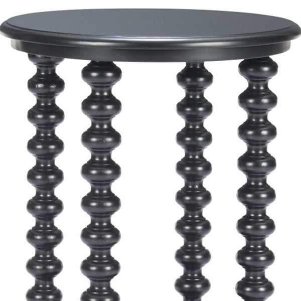 HomeRoots 24" Elegant Black Solid Wood Pedestal End Table - Timeless Design for Modern Living Spaces & Versatility 622880