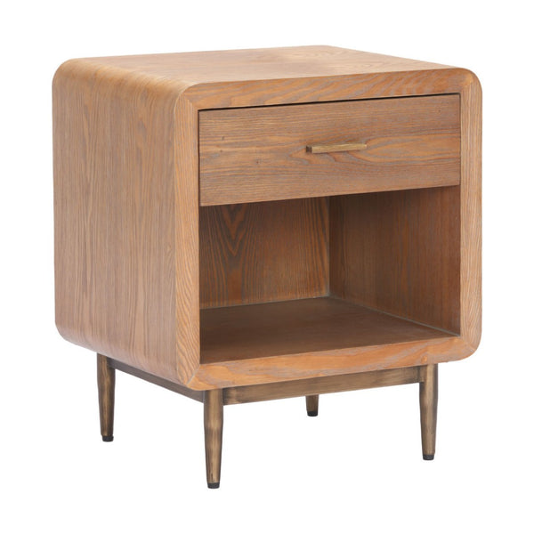 HomeRoots 20" Brown Wood Pedestal End Table with Drawer - Versatile Storage Solution for Any Room Decor 622882