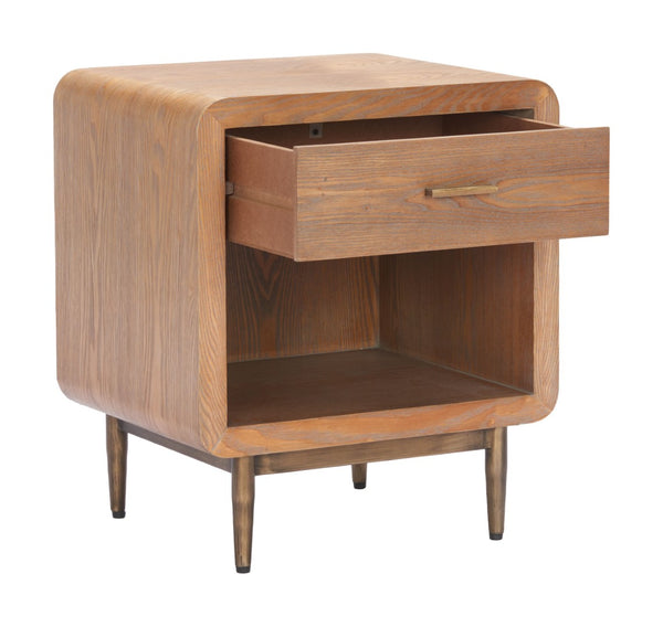 HomeRoots 20" Brown Wood Pedestal End Table with Drawer - Versatile Storage Solution for Any Room Decor 622882